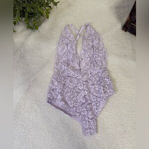 We are HAH Comin' in HAHT Lace Bodysuit in Lavender
